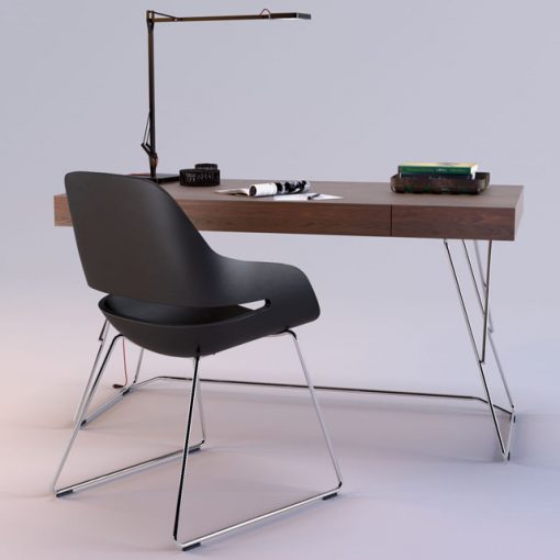 Zanotta Maestrale Desk & Eva Chair 3D Model