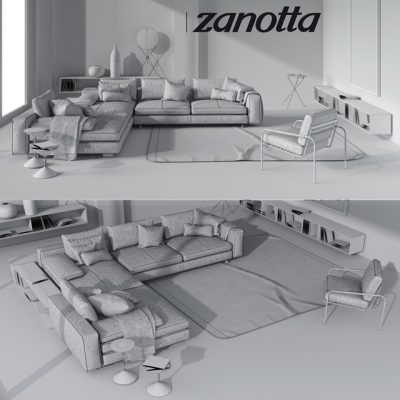 Zanotta Sofa Set 3D Model