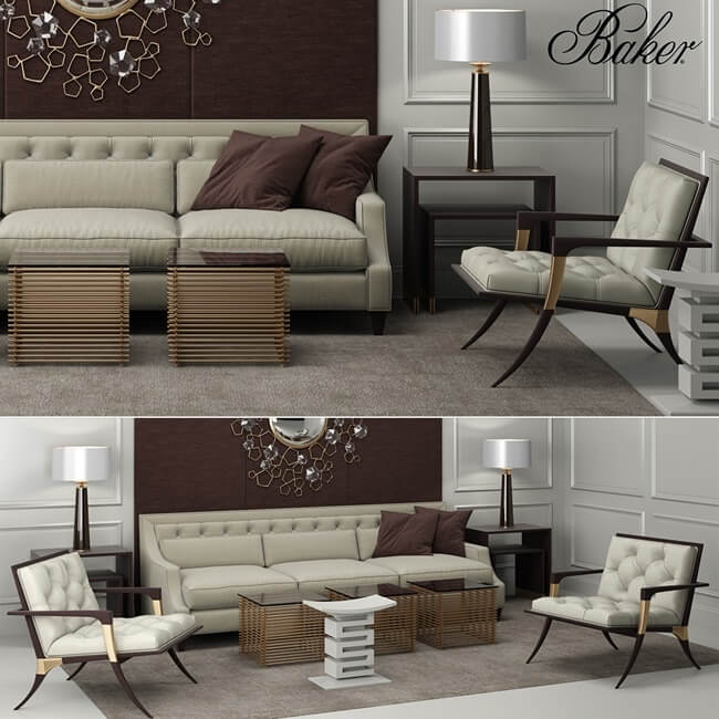 Baker Furniture Set 3d Model