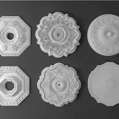 Stucco collection ceiling rosette 02 3D model