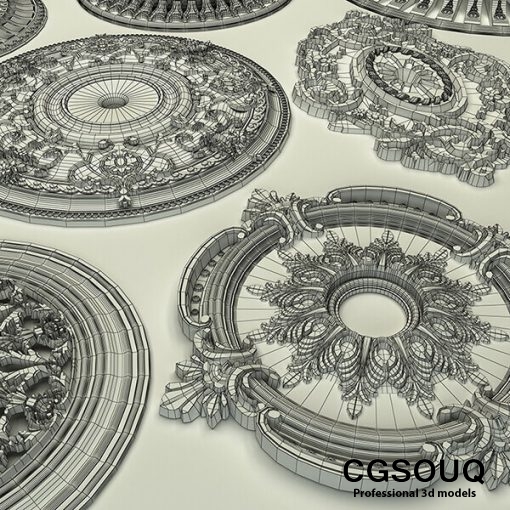 stucco collection ceiling rosette 3D model 3