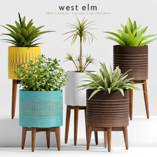 west elm mid century planter 3d model (3)
